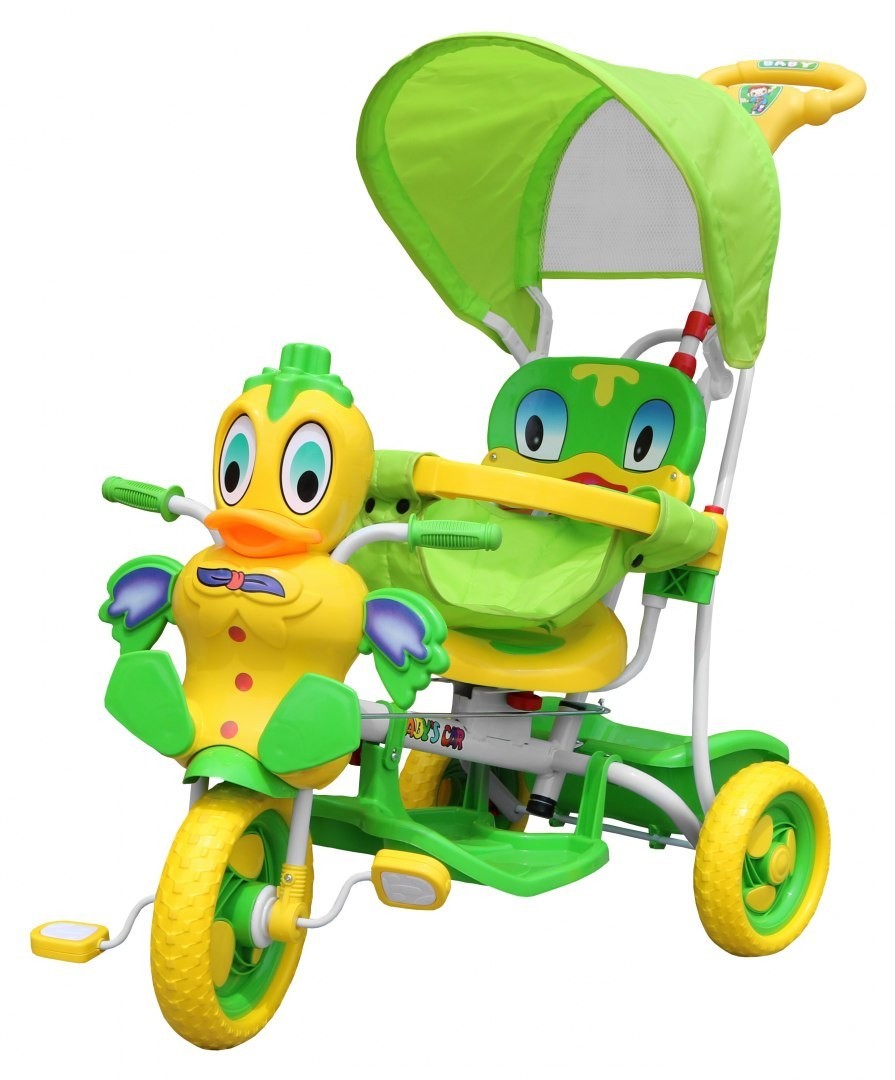Трехколесный велосипед качели утка зеленый