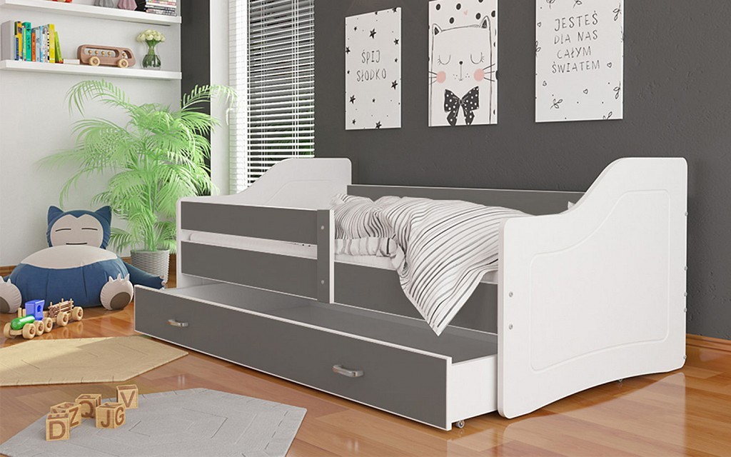 Детская кроватка Sweety 160 × 80 с бельевым ящиком серый