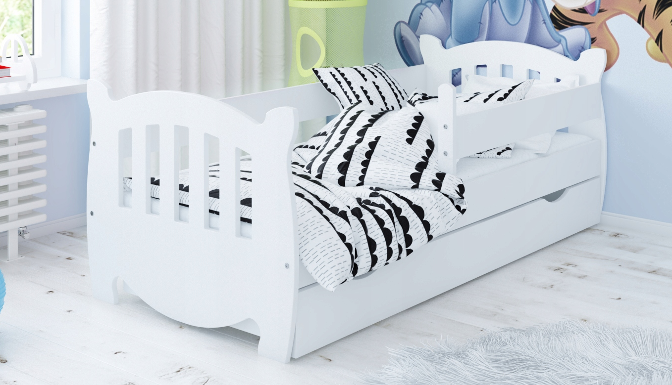 Детская кроватка Kubu 160 × 80 с бельевым ящиком белый