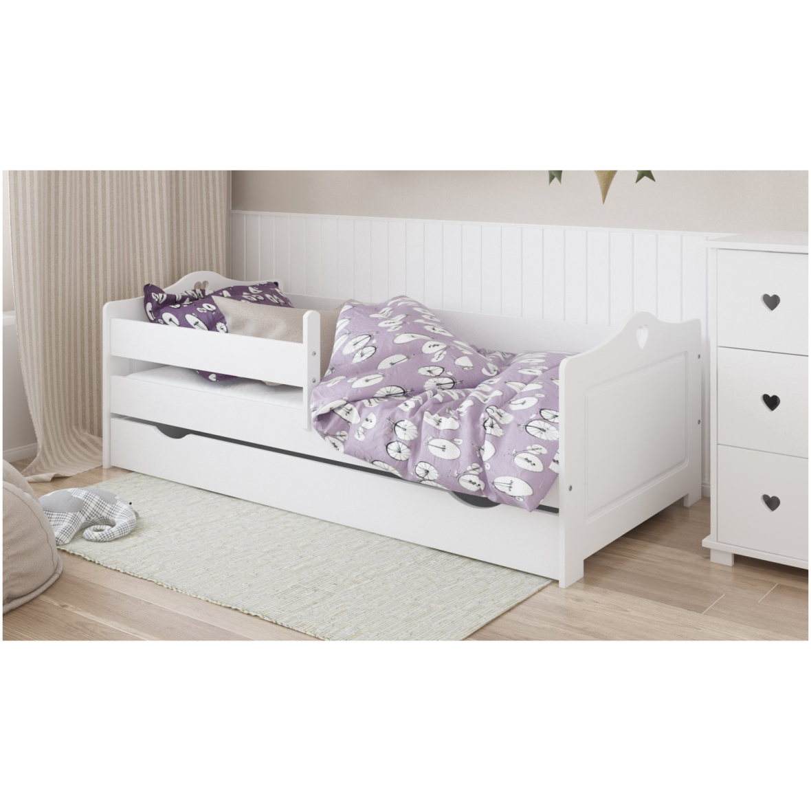 Lastevoodi Emma 160×80 pesukastiga valge