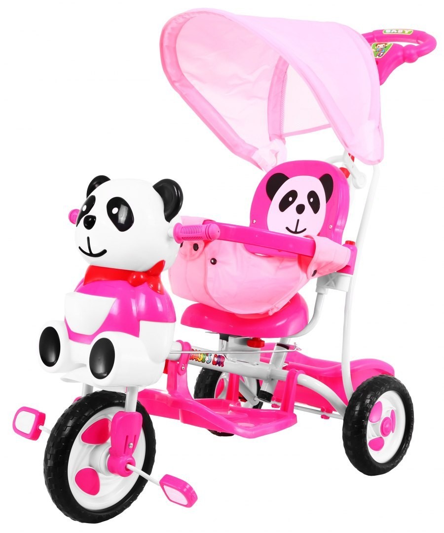 Трехколесный велосипед качели розовая панда
