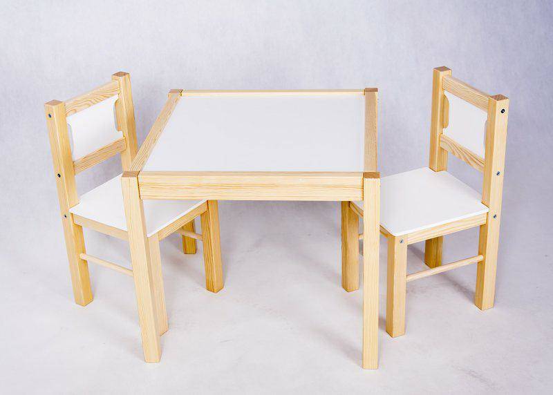 Стол и 2 стула сосна / белый
