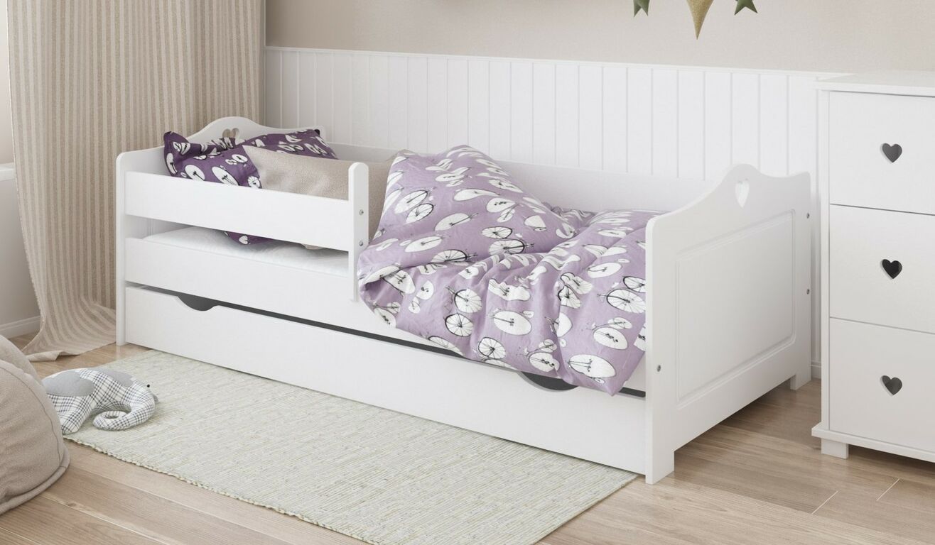 Детская кроватка Emma 180 × 80 с бельевым ящиком белый