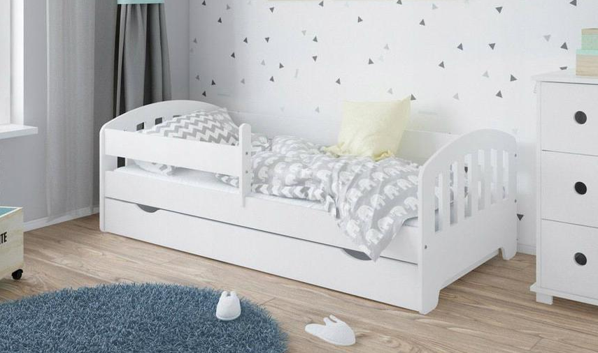 Детская кроватка Classic 180×80 с ящиком для белья белый