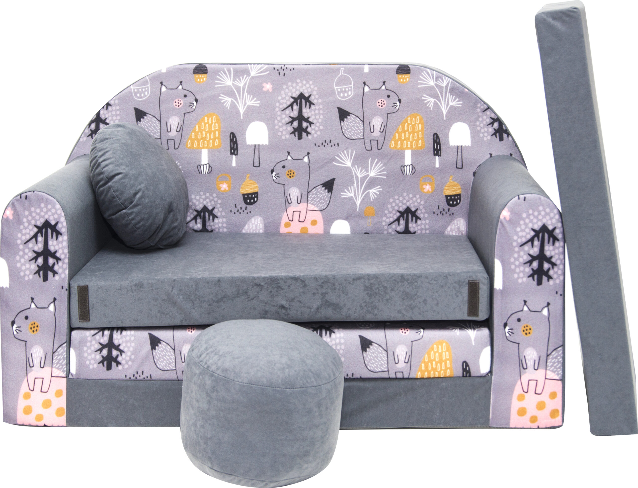 Детский раскладной диван белочка серый