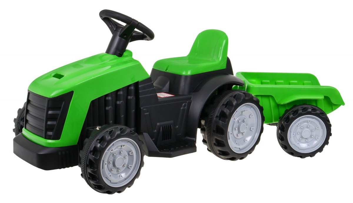 Детский электротрактор с тележкой зеленый