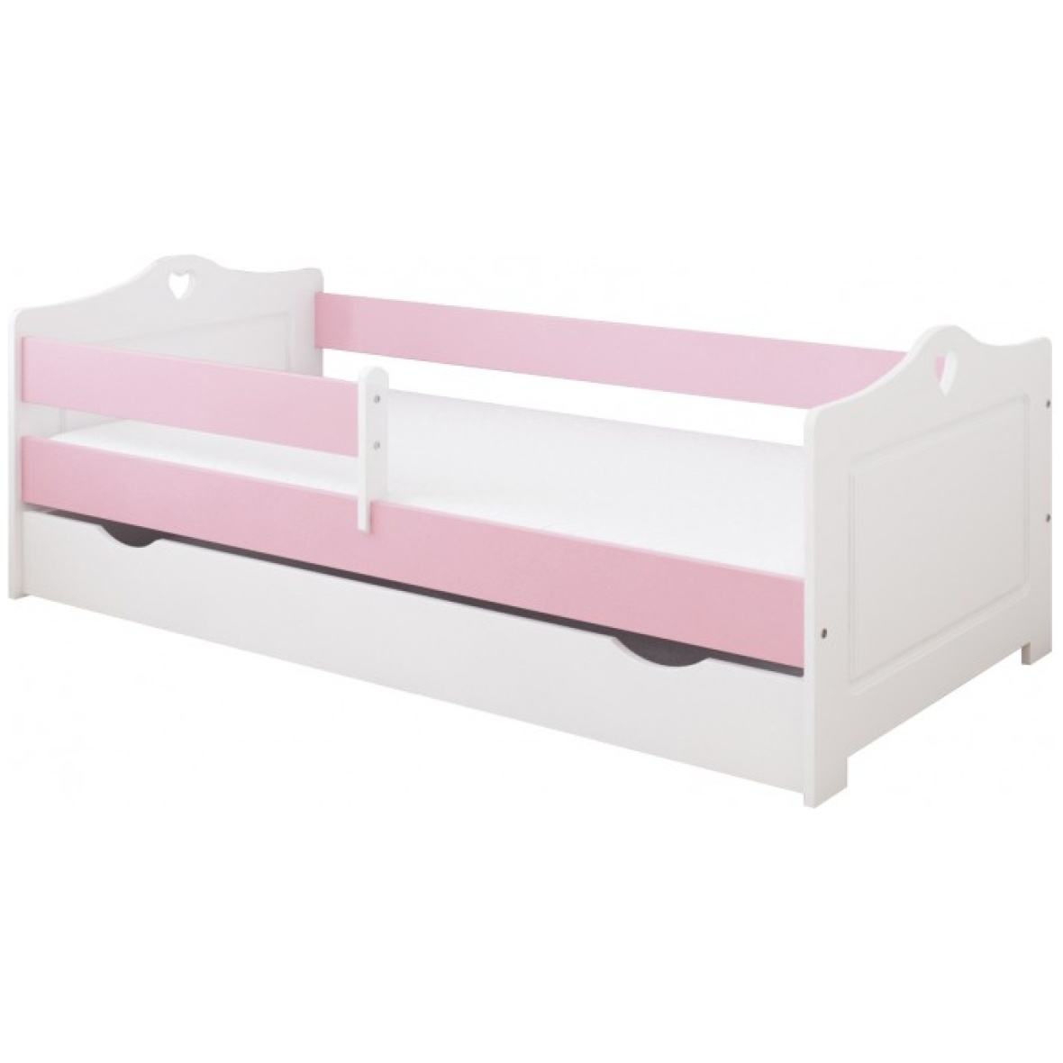 Lastevoodi Emma 140×80 pesukastiga valge/roosa