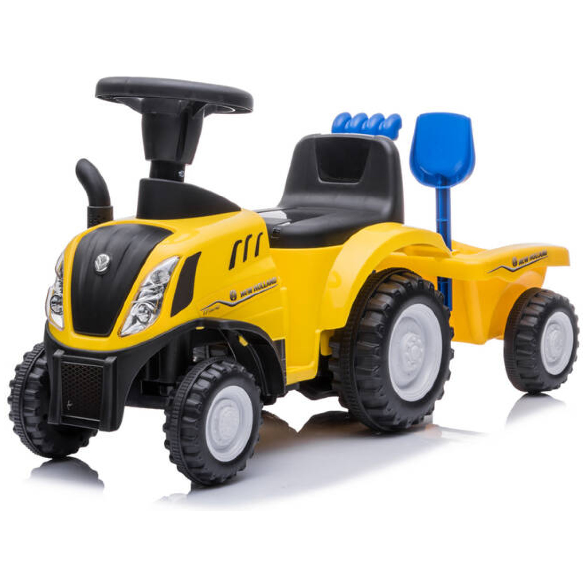 Jalgadega lükatav traktor haagisega New Holland kollane