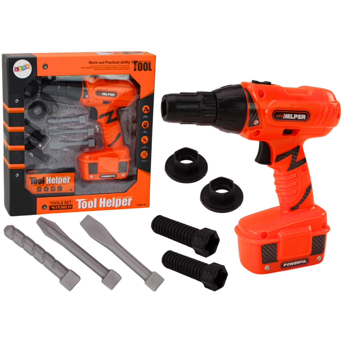 Mängu akutrell tarvikutega, oranž