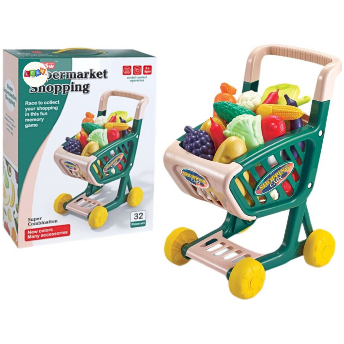 Ostukäru koos tarvikutega roheline