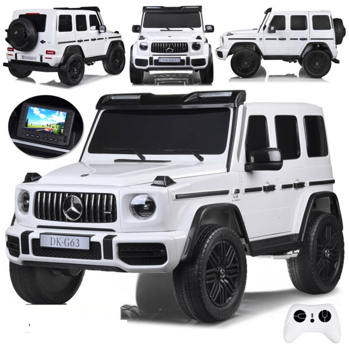 Kahekohaline elektriauto Mercedes-Benz G63 AMG XXL 24v 4×4 LCD ekraan,valge