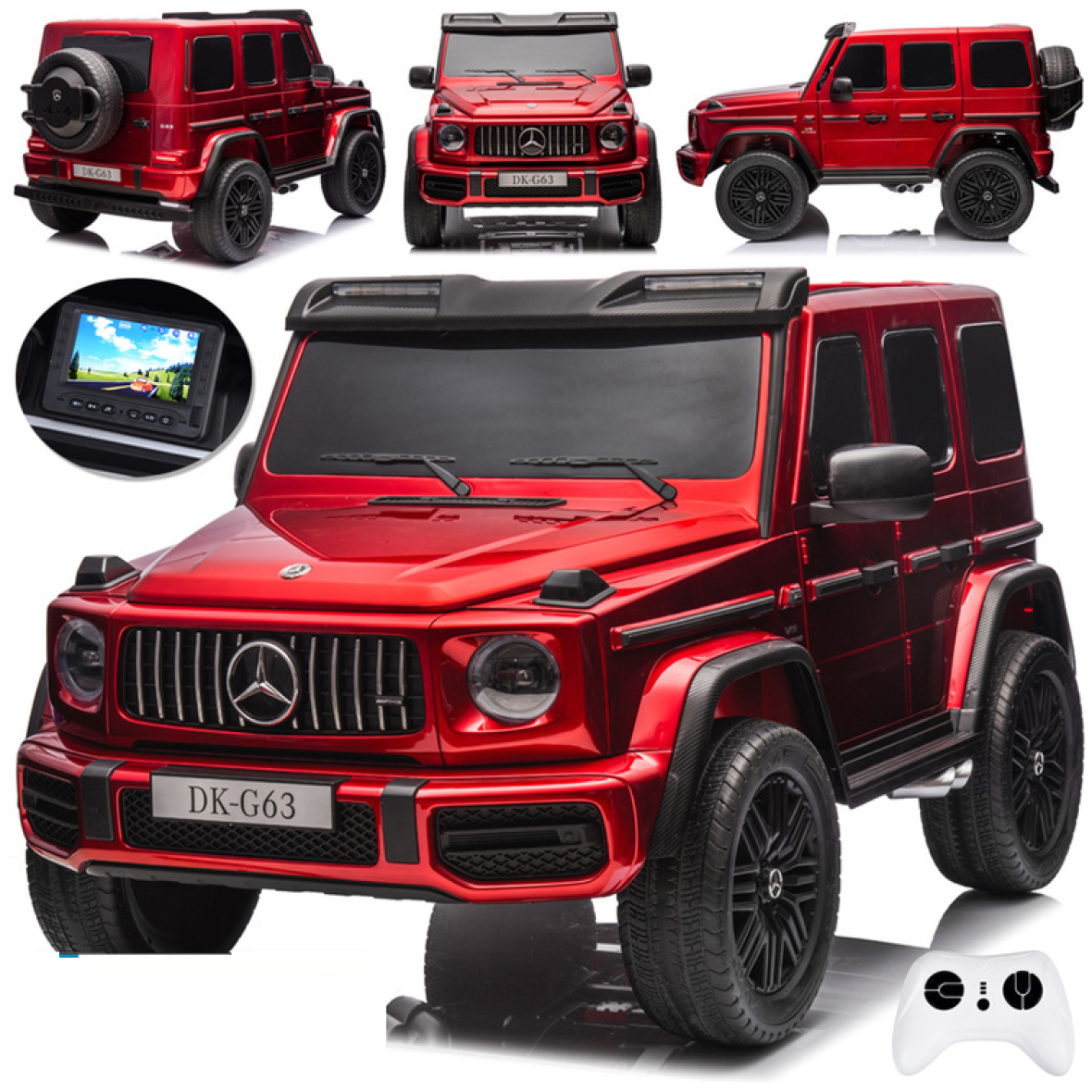 Kahekohaline elektriauto Mercedes G63 AMG XXL 24v 4×4 LCD ekraan, punane värvitud