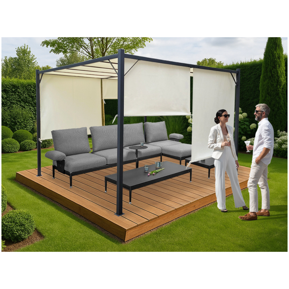 Varikatus pergola+küljed 3x3x2m