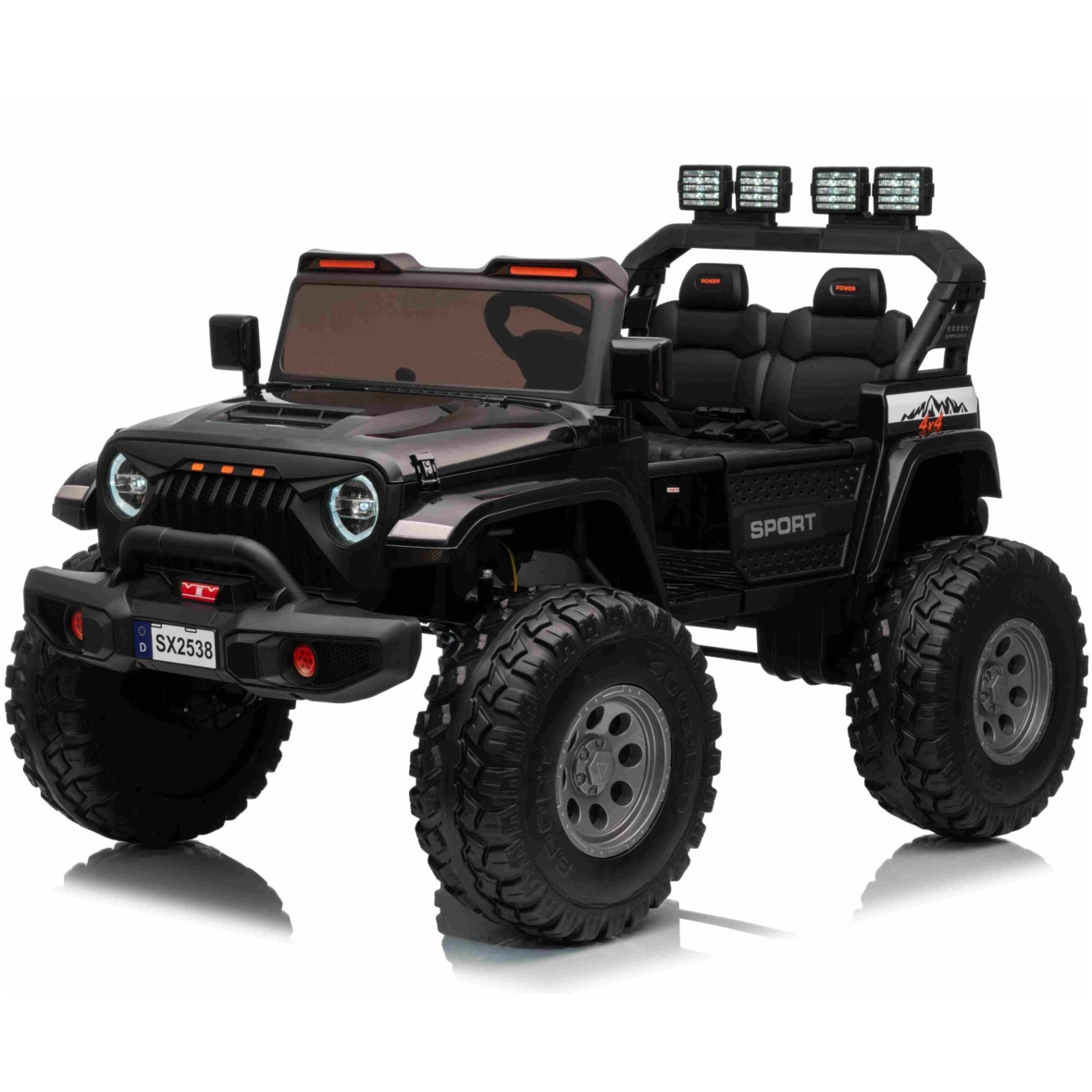 Laste kahekohaline elektriauto Extreme Sport muudetava suurusega 4×4 24v must