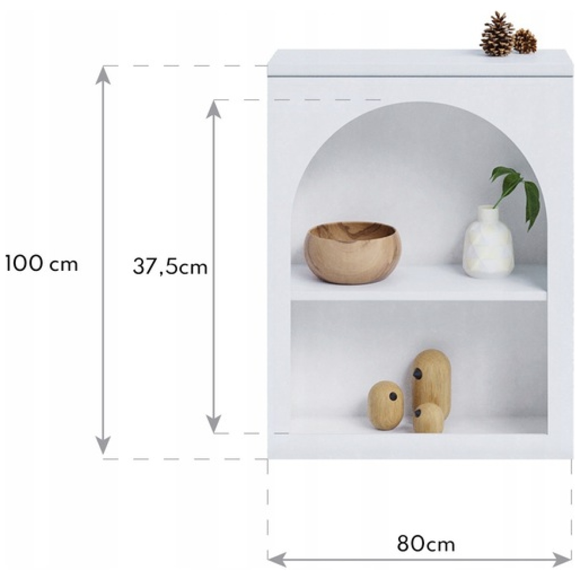 KOMODA-ozdobna-80-cm-Regal-z-polkami-w-ksztalcie-lukow-bialy-Szerokosc-mebla-80-cm