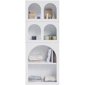 Regal-NOWOCZESNY-80cm-ozdobny-z-polkami-w-ksztalcie-lukow-BIEL-skandynawski