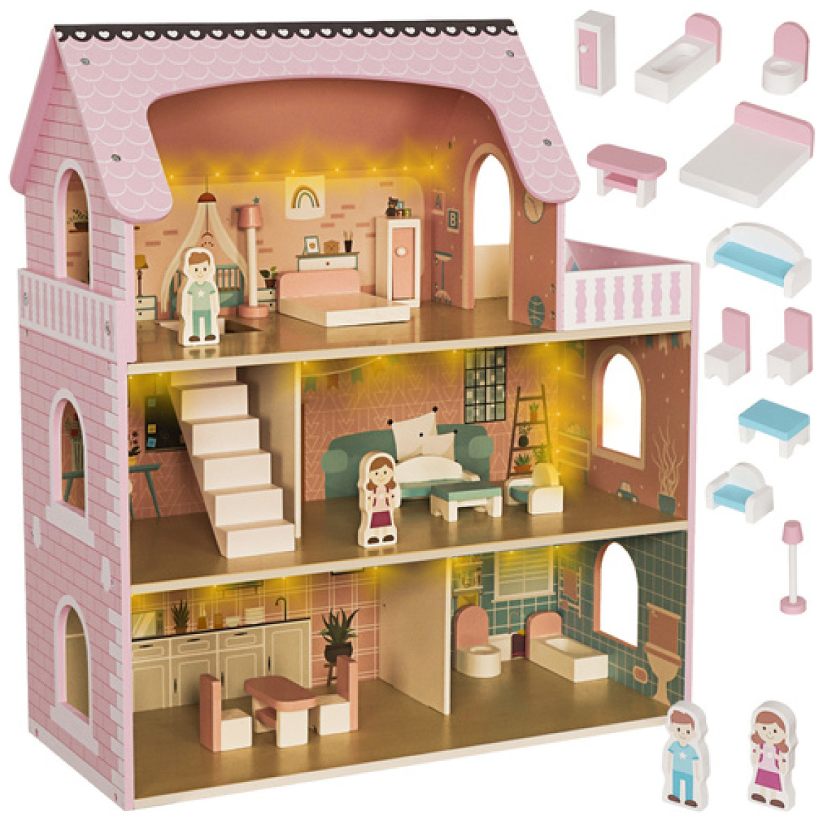 Puidust nukumaja Led tuledega