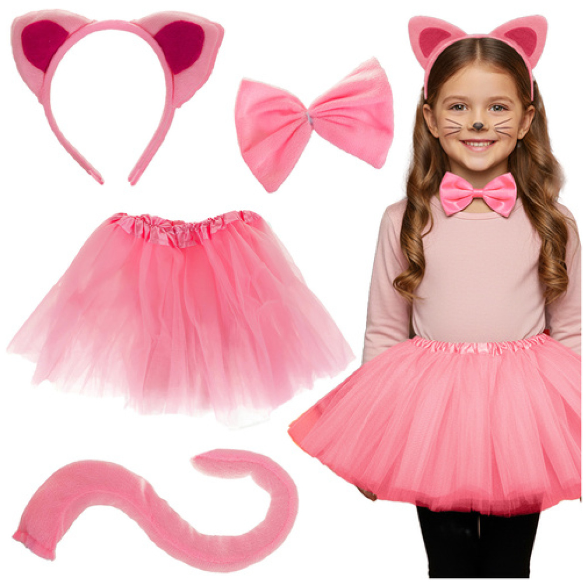 Kassi kostüüm – roosa, 4-osaline