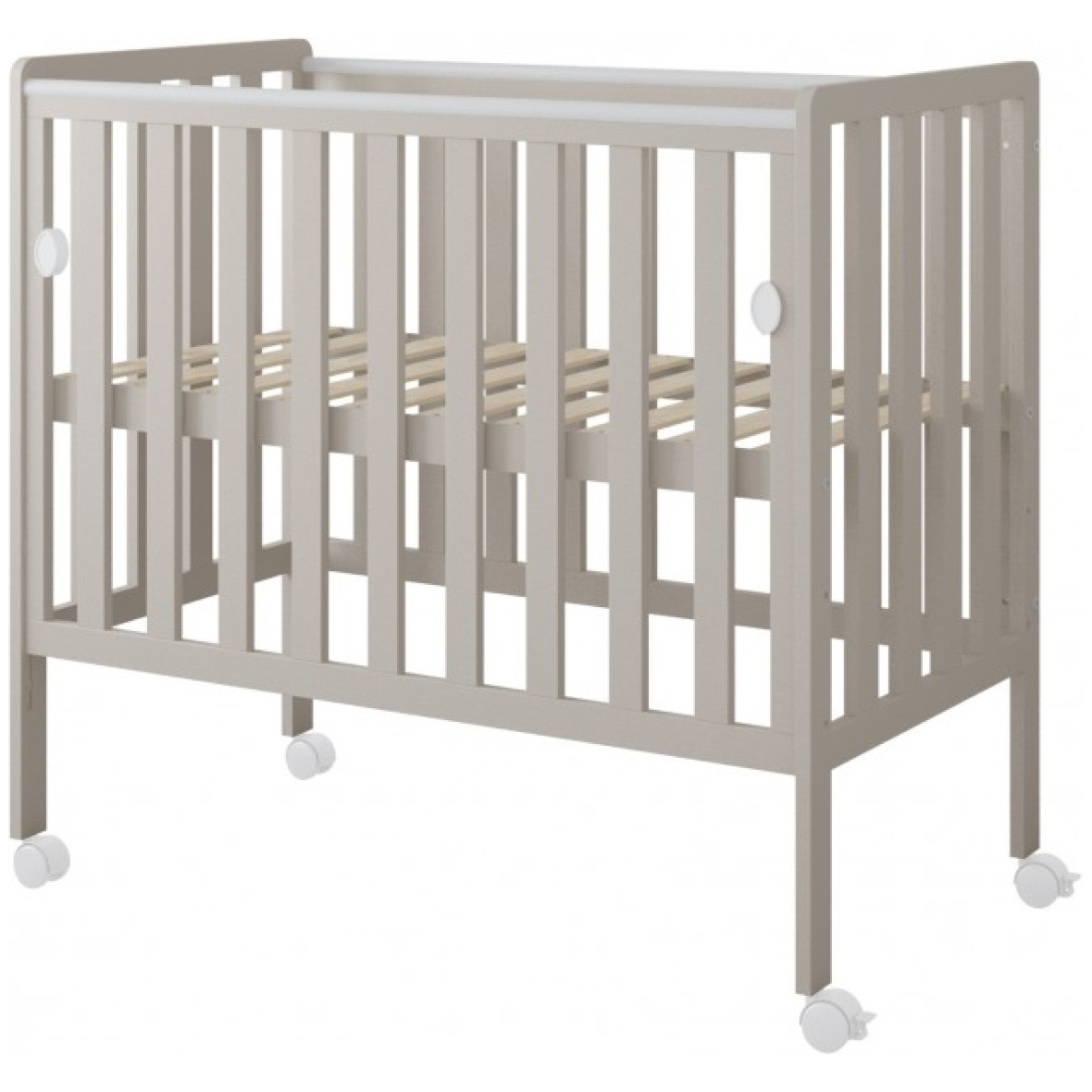 lozeczko-dostawka-bambi-100×50-z-opuszczanym-bokiem-na-kolkach (1)