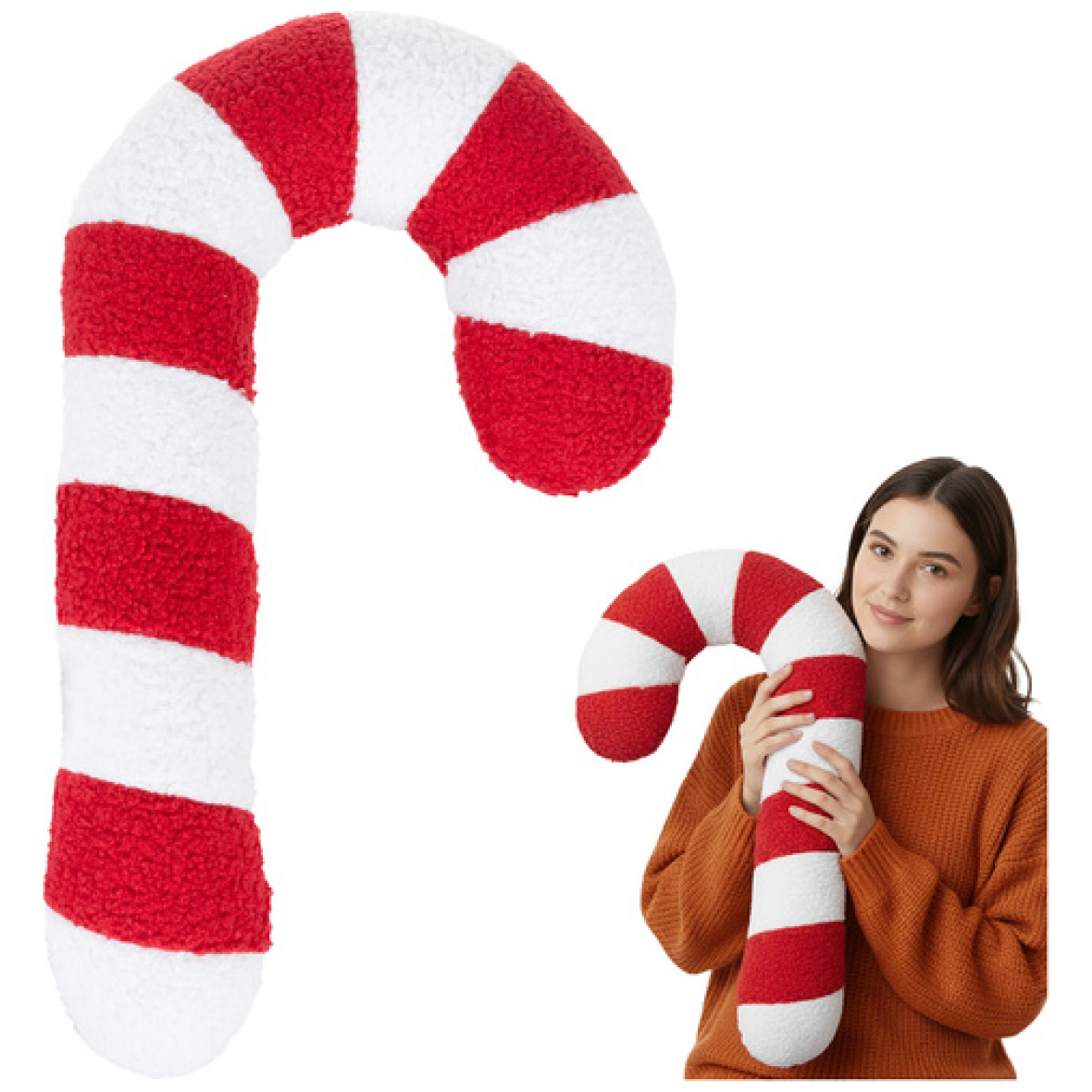 Pehme triibuline kommikepi kujuline jõuludekoratsioon