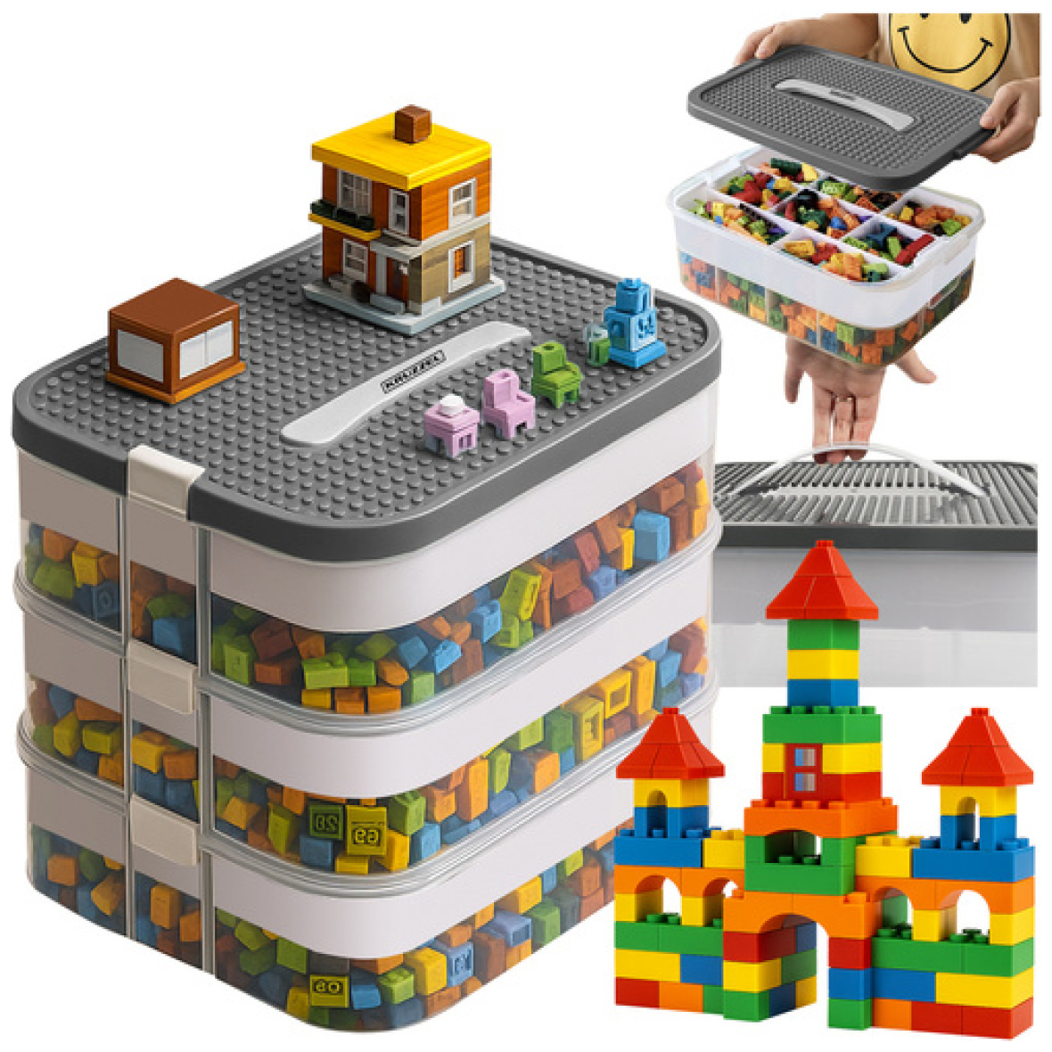 Ehitusklotside hoiukast 3-tasandiline