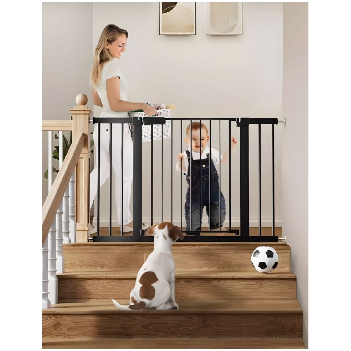 Turvavärav-piire 74-132cm trepile-uksele must