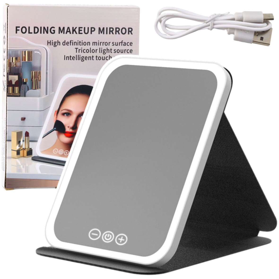 Peegel LED valgusega, kokkupandav