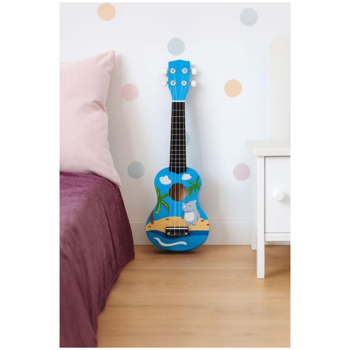 Laste puidust ukulele kitarr nelja nailonkeelega