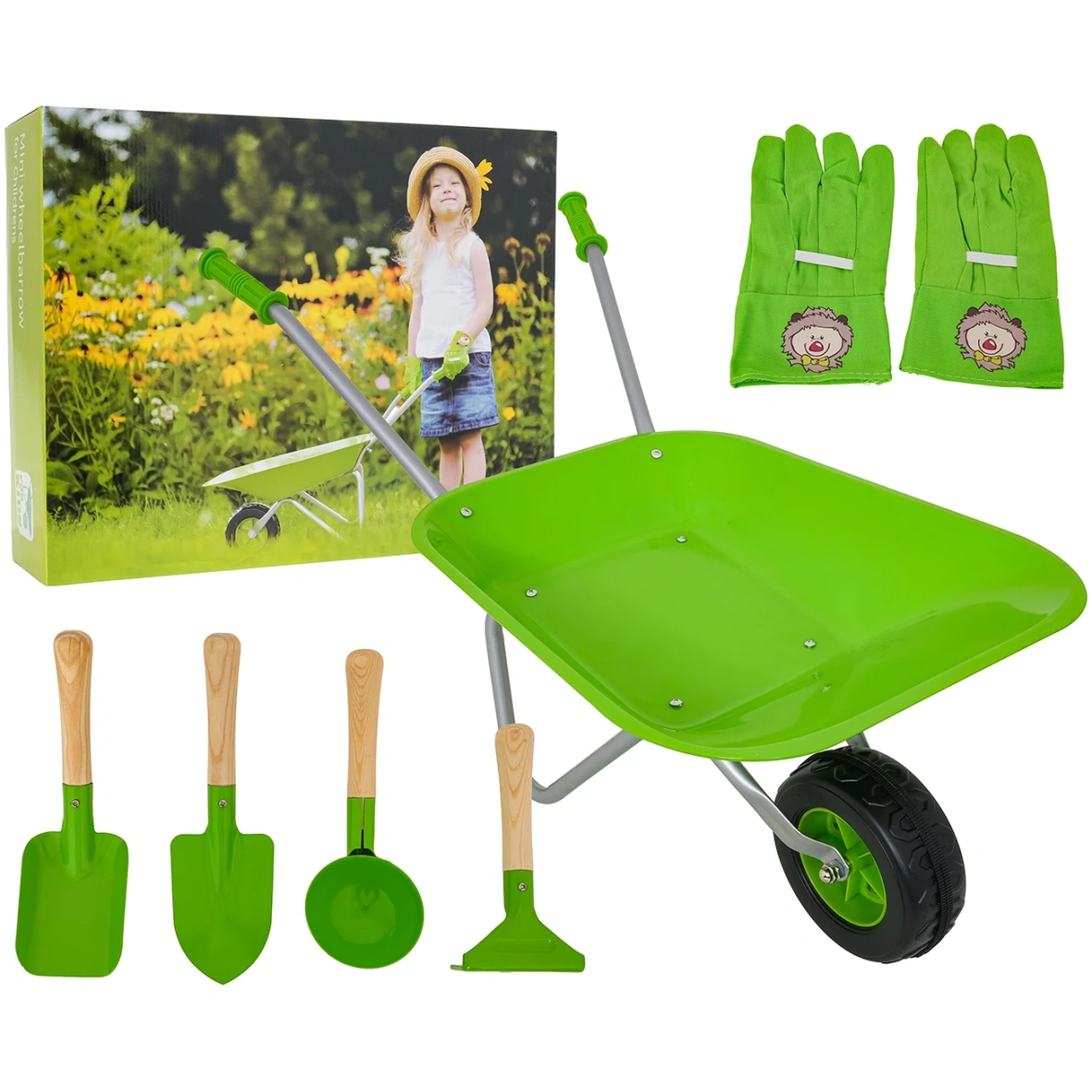 Väikese aedniku komplekt aiakäru ja tööriistadega