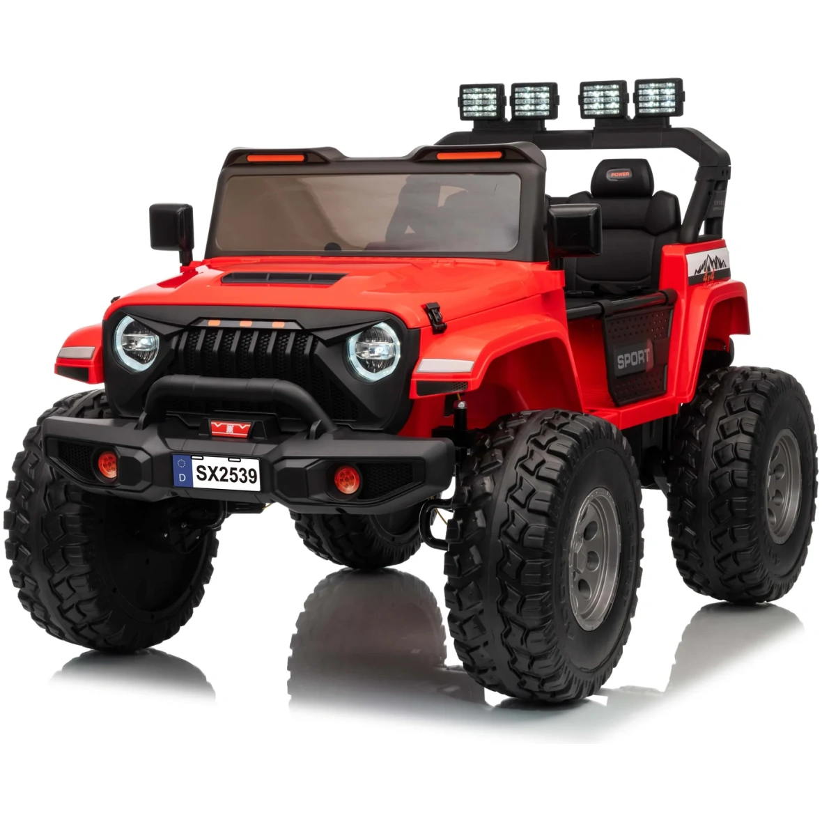 Laste kahekohaline elektriauto Extreme Sport muudetava suurusega 4×4 24v punane