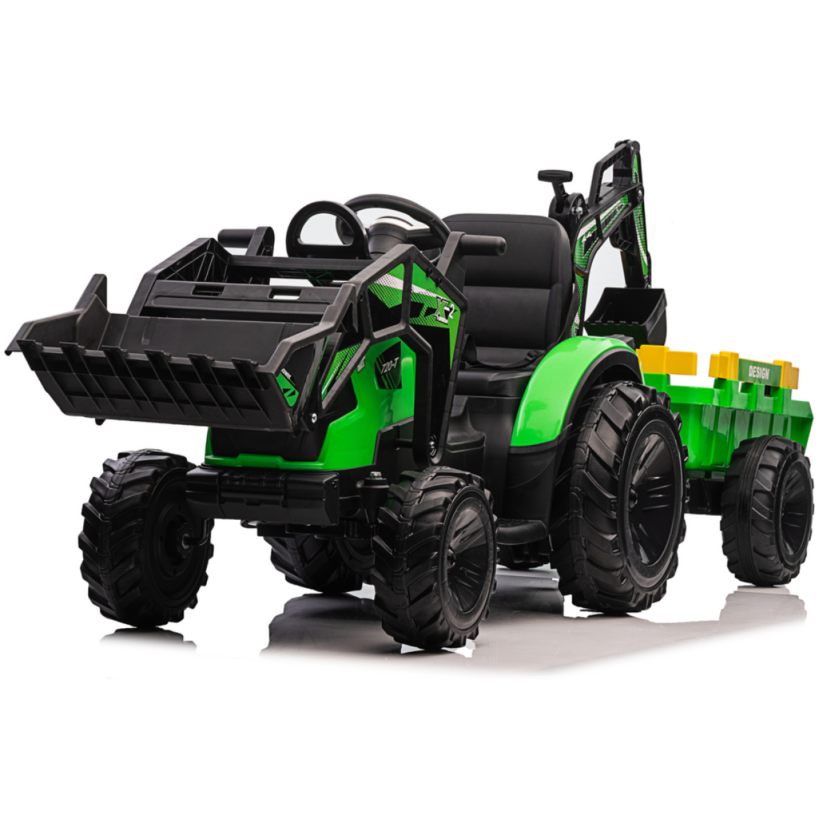 Traktor tõstuki ja haagisega 720-T roheline