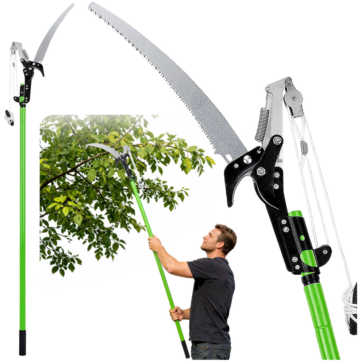 Teleskoopvarrega oksakäärid, oksasaag, 2in1,125-240 cm