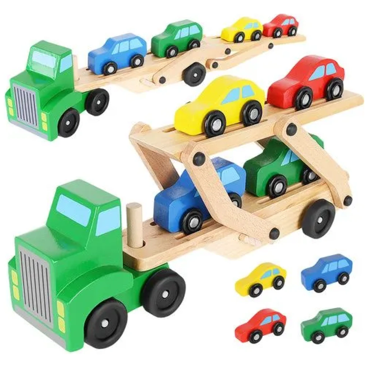 Puidust autoveok haagise ja 4 autoga