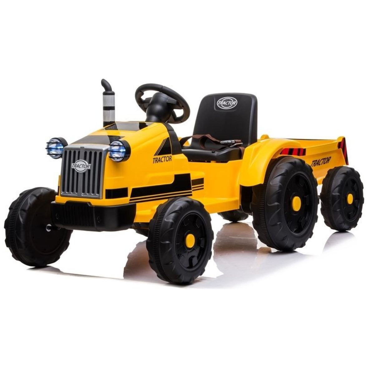 Laste elektriline traktor haagisega kollane