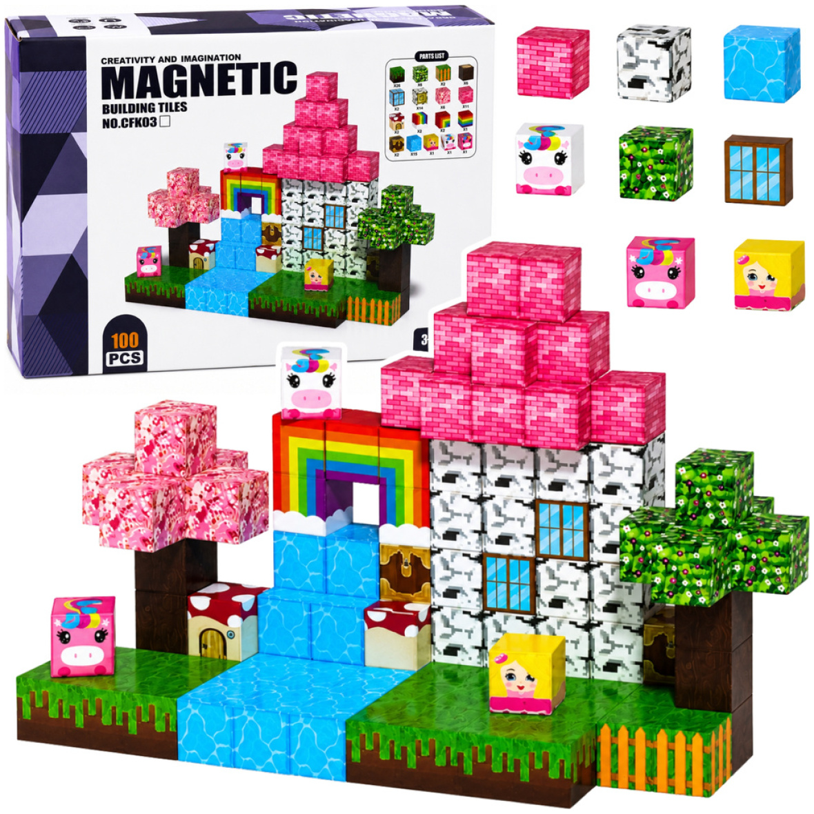 Magnetklotsid 3D kuubikud Magic Land – 100 tk