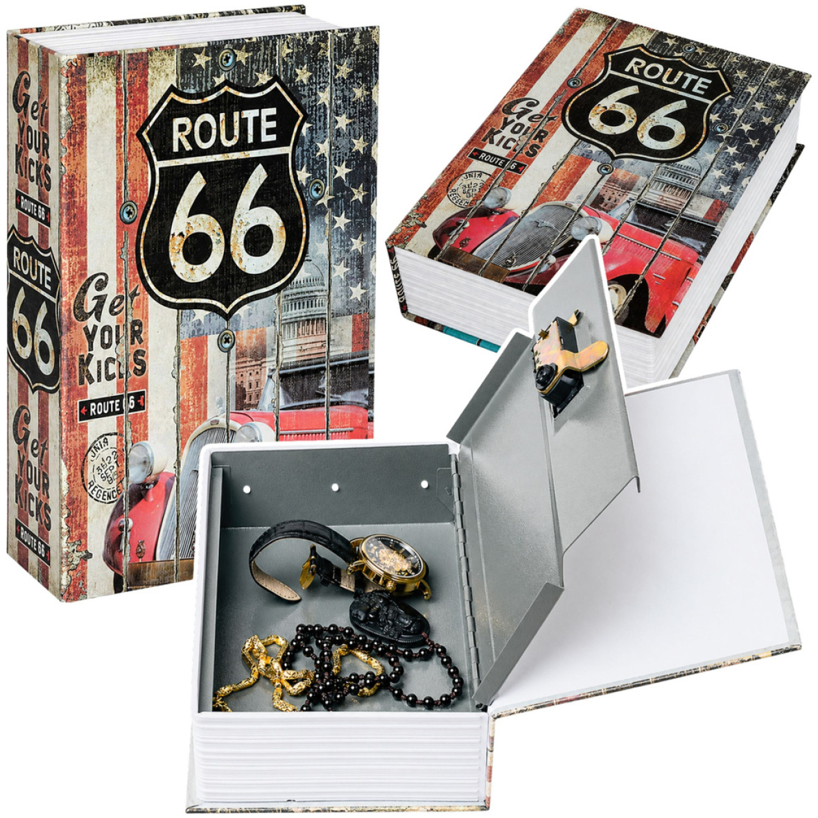 Raamatuseif võtmega „Route 66“