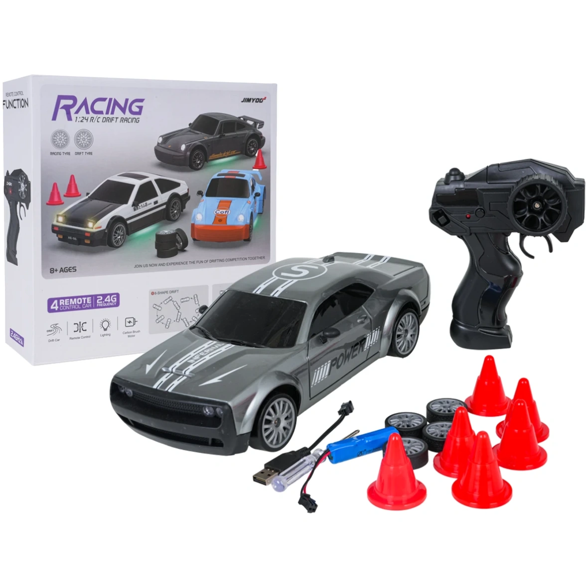 Kaugjuhitav maastikuauto RC Drift 1:24 koos lisatarvikutega